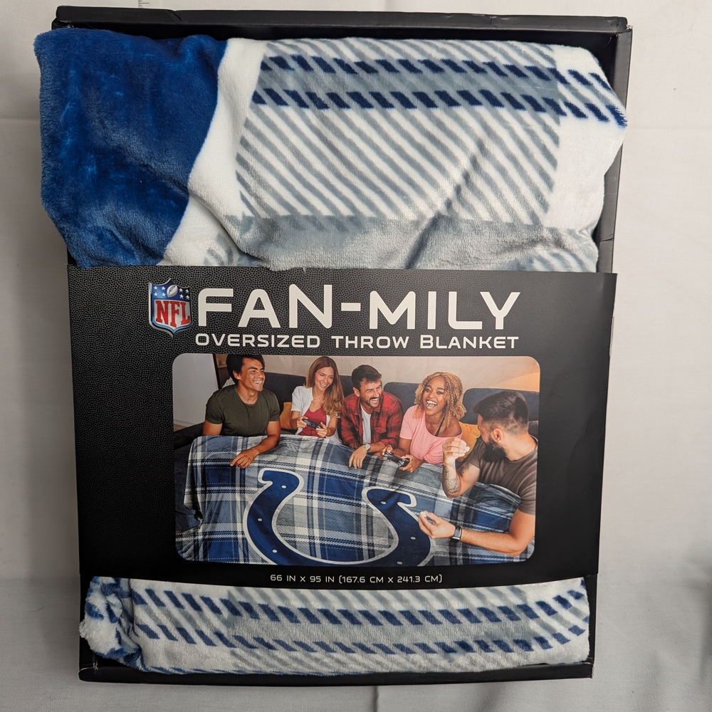 NWT NFL INDIANAPOLIS COLTS Fan-Mily Oversized Throw Blanket 66inx95in Football